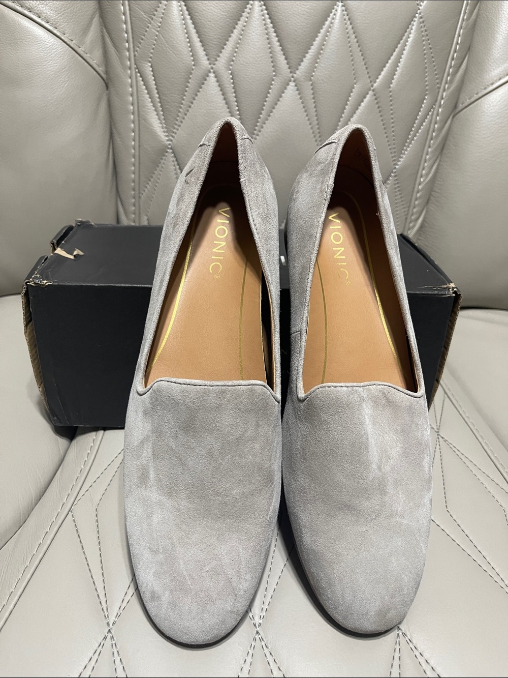 Vionic Women's Willa II Loafers in Light Gray Suede - Picture 5 of 9